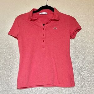 Lacoste women’s coral pink short sleeve polo size 34